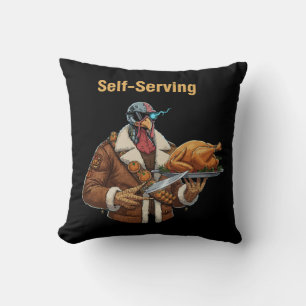 Cyborg Turkey's Thanksgiving Revenge Throw Pillow