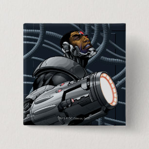 Cyborg & Weapon Bust Pinback Button