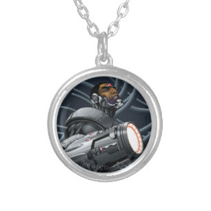 Cyborg & Weapon Bust Silver Plated Necklace