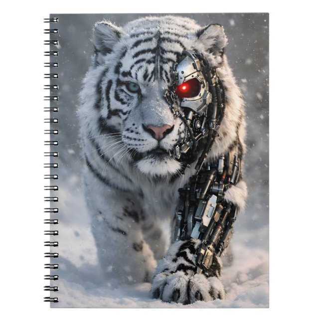Cyborg white tiger notebook (Front)