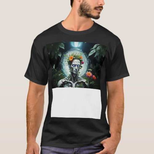 Cyborg with plants in head T_Shirt
