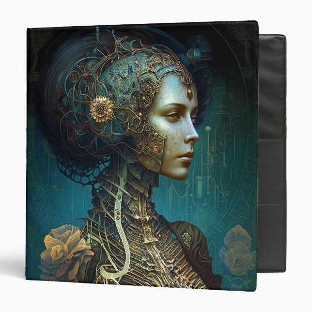 Cyborg Woman Fantasy Sci-Fi Art 3 Ring Binder (Front/Inside)
