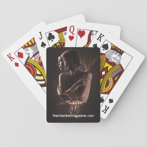 cyborg woman playing cards