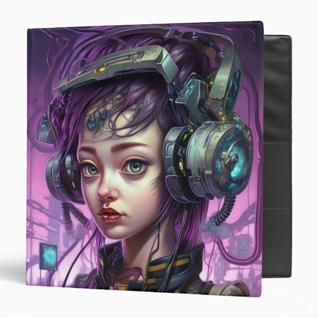 Cyborg Woman Science Fiction 3 Ring Binder (Front/Inside)