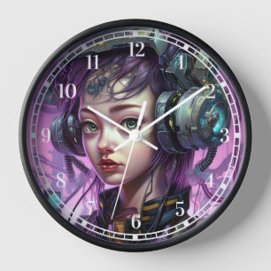 Cyborg Woman Science Fiction Clock