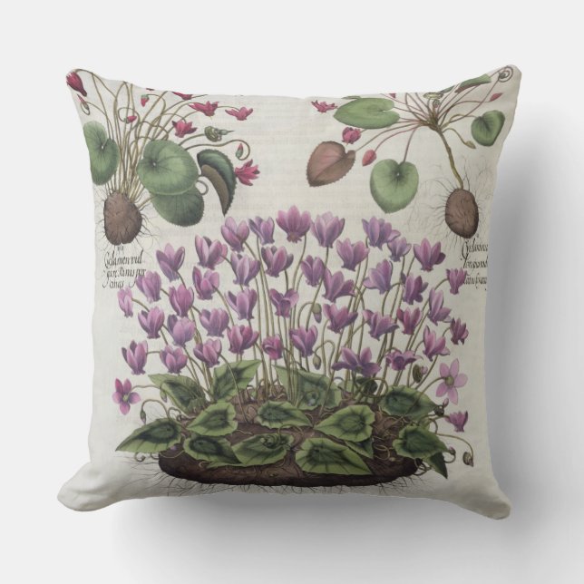 Cyclamen: 1.Cyclamen serotinum foliis hederaceis; Throw Pillow (Front)
