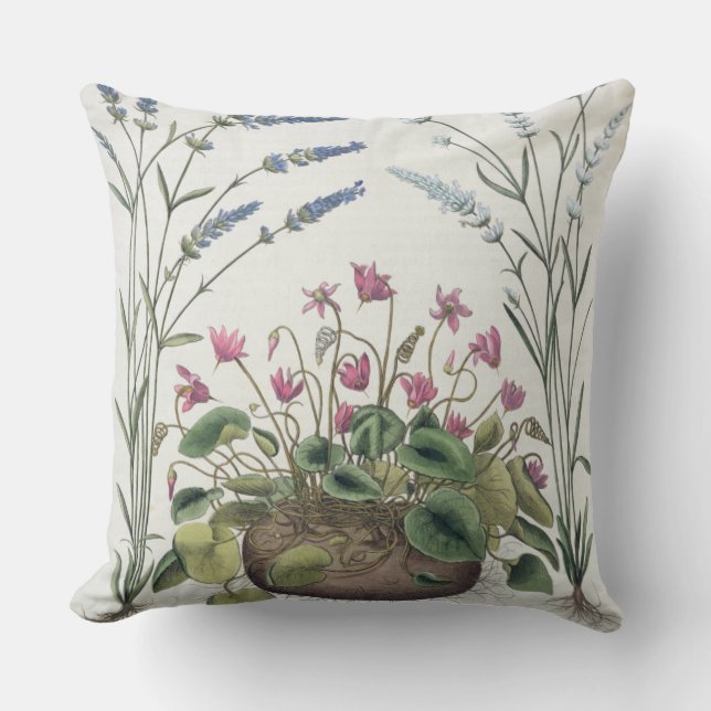 Cyclamen and Lavender: 1.Cyclamen Romanum; 2.Spica Throw Pillow (Front)