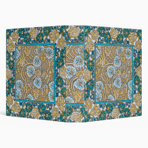 cyclamen blue art nouveau flower botanical 3 ring binder