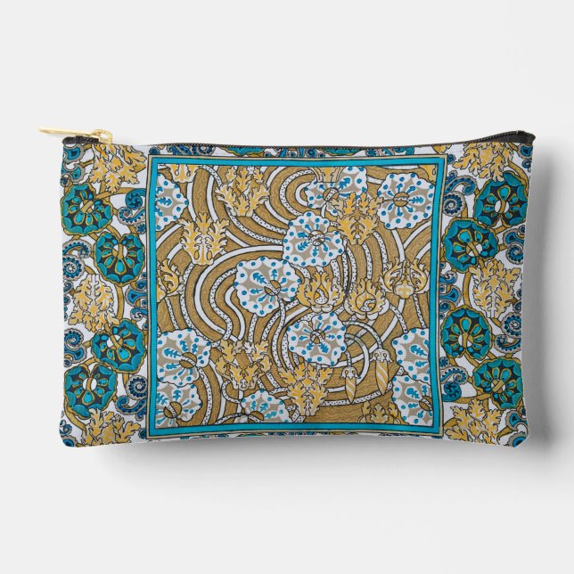 cyclamen blue art nouveau flower botanical accessory pouch (Front)