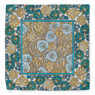 cyclamen blue art nouveau flower botanical bandana