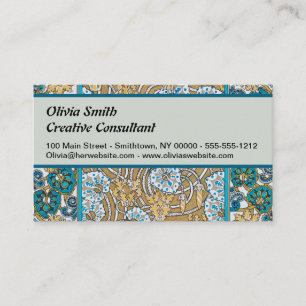 cyclamen blue art nouveau flower botanical business card