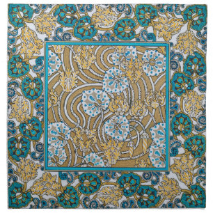 cyclamen blue art nouveau flower botanical cloth napkin