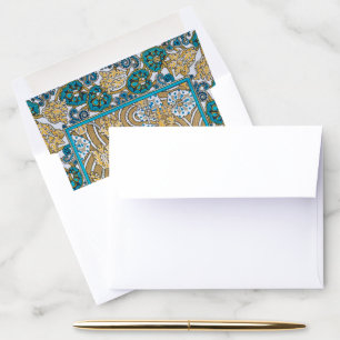 cyclamen blue art nouveau flower botanical envelope liner