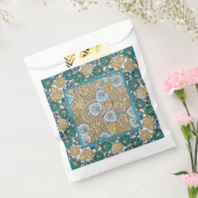 cyclamen blue art nouveau flower botanical favor bag (Sealed)