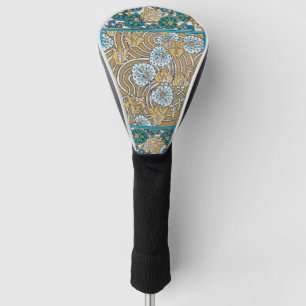cyclamen blue art nouveau flower botanical golf head cover