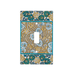 cyclamen blue art nouveau flower botanical light switch cover