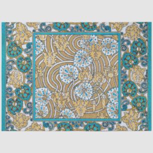 cyclamen blue art nouveau flower botanical tissue paper