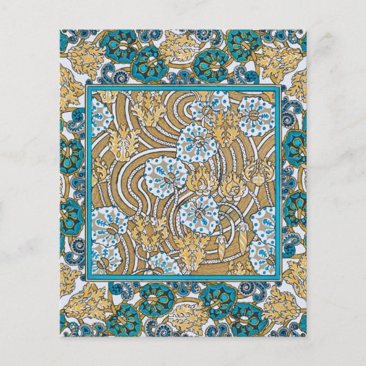 cyclamen blue art nouveau flower wallpaper (Front)