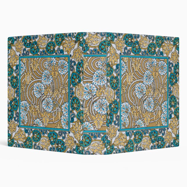 cyclamen blue art nouveau flower wallpaper  3 ring binder (Background)