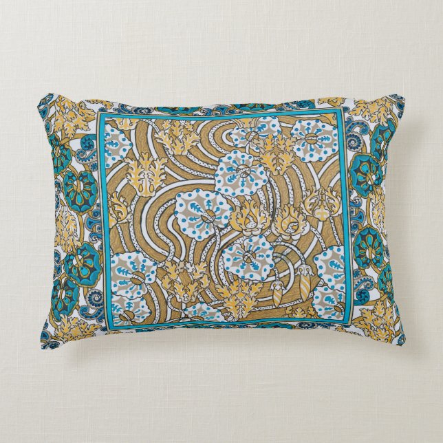 cyclamen blue art nouveau flower wallpaper  accent pillow (Front)