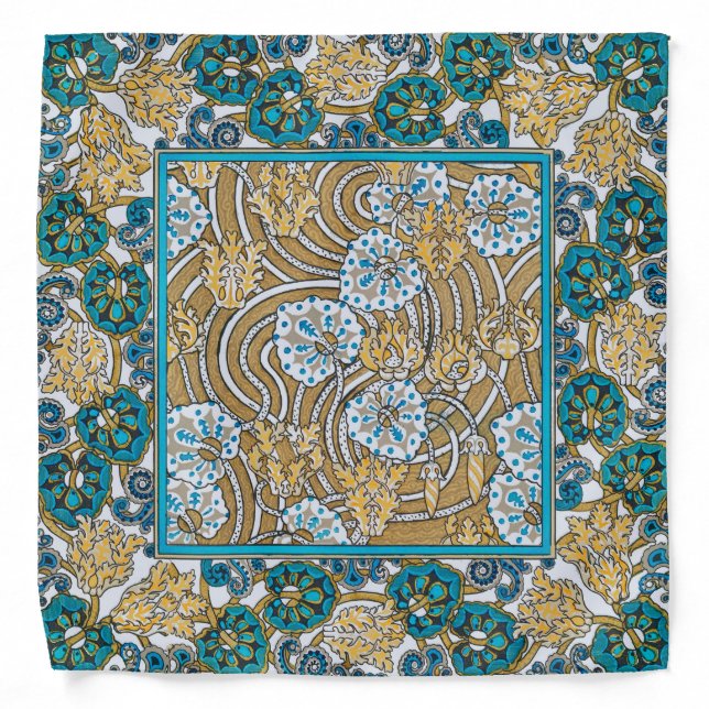 cyclamen blue art nouveau flower wallpaper  bandana (Front)