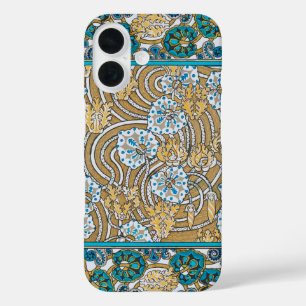 cyclamen blue art nouveau flower wallpaper iPhone 16 case