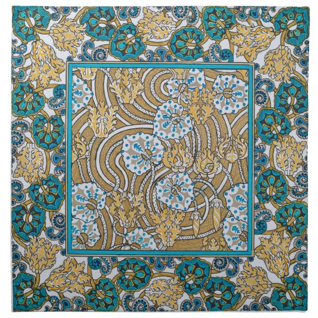 cyclamen blue art nouveau flower wallpaper  cloth napkin (Front)