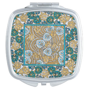 cyclamen blue art nouveau flower wallpaper  compact mirror