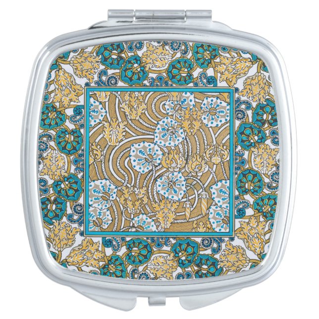 cyclamen blue art nouveau flower wallpaper  compact mirror (Front)