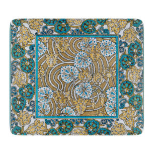 cyclamen blue art nouveau flower wallpaper cutting board