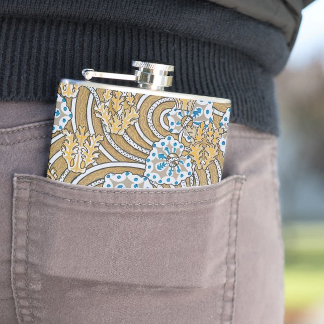 cyclamen blue art nouveau flower wallpaper  flask (In Situ)