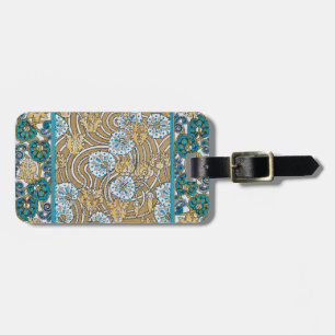 cyclamen blue art nouveau flower wallpaper luggage tag