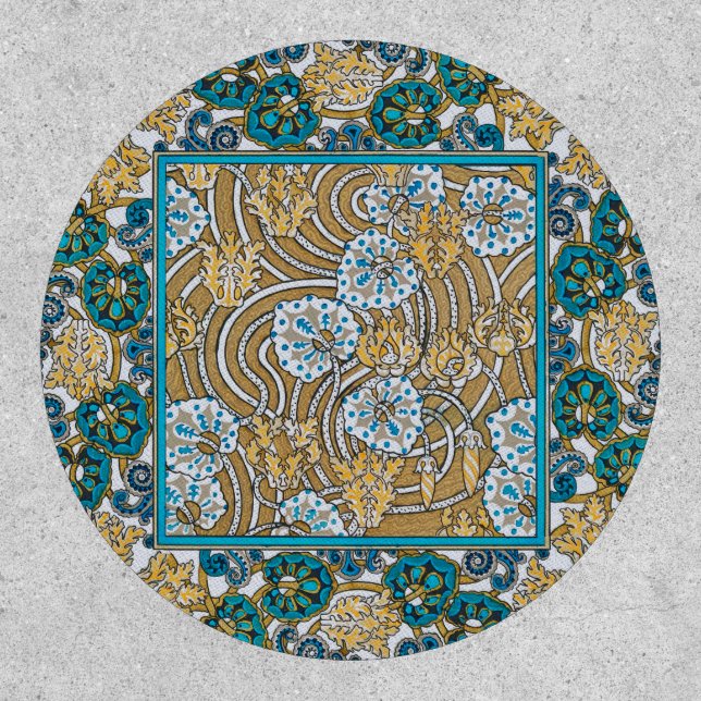 cyclamen blue art nouveau flower wallpaper  patch (Front)