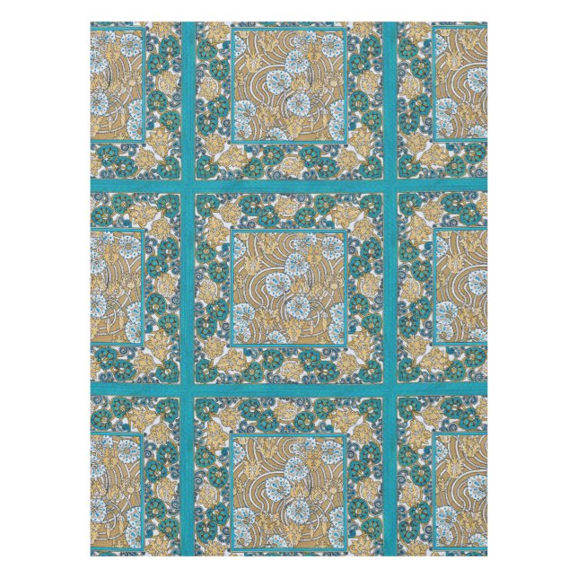 cyclamen blue art nouveau flower wallpaper  tablecloth (Front)