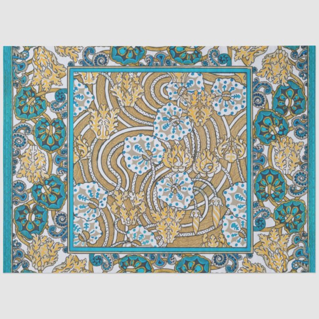cyclamen blue art nouveau flower wallpaper  tissue paper (Front)