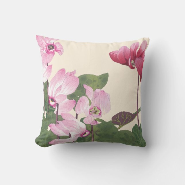 Cyclamen Flowers Throw Pillow (Front)