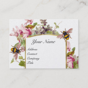Cyclamens,Honey Bees,Beekeeper,Beekeeping Monogram Business Card