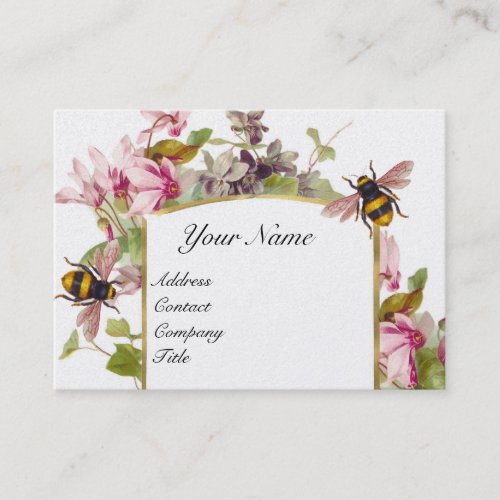 CyclamensHoney BeesBeekeeperBeekeeping Monogram Business Card