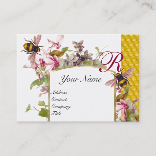 CyclamensHoney BeesBeekeeperBeekeeping Monogram Business Card