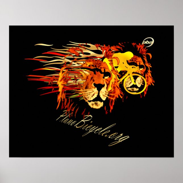 Cycle like a lion on Fire Plano Texas Cycling Poster (Front)
