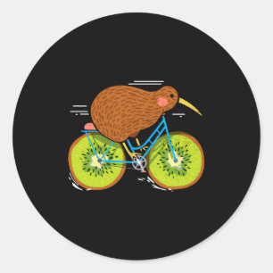 Cycle New Zealand Funny Kiwi On A Bicycle Design I Classic Round Sticker