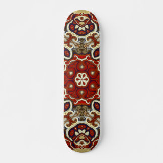Cycle of Axes crimson beige dark blue mandala Skateboard