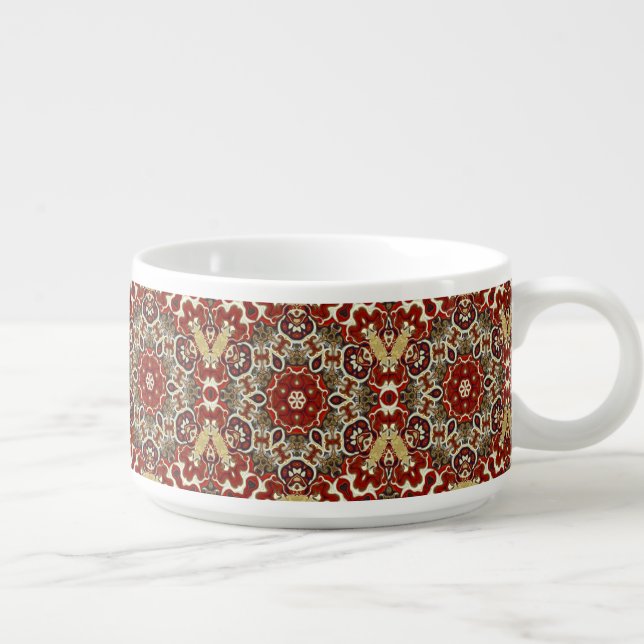 Cycle of Axes crimson dark blue beige mandala Bowl (Left)