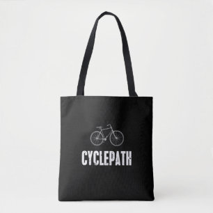 cycle-path funny cycling mountain biking cyclists tote bag