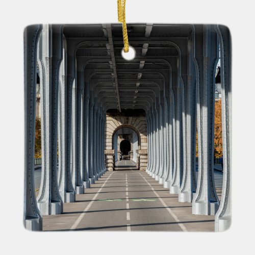 Cycle Path on the pont Bir_Hakeim _ Paris France Ceramic Ornament