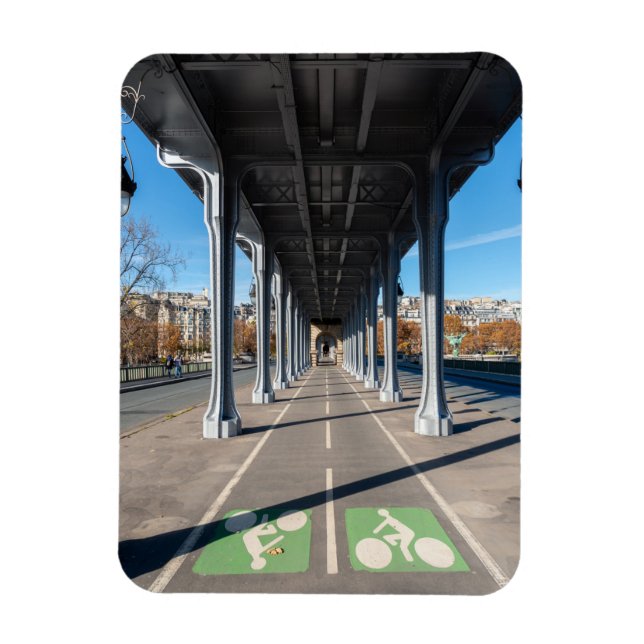 Cycle Path on the pont Bir-Hakeim - Paris, France Magnet (Vertical)