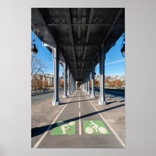 Cycle Path on the pont Bir_Hakeim _ Paris France Poster