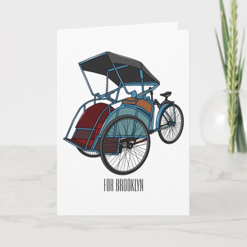 Cycle rickshaw cartoon illustration card