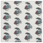 Cycle rickshaw cartoon illustration fabric