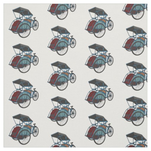 Cycle rickshaw cartoon illustration fabric
